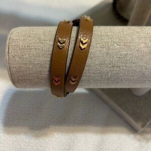 Stella & Dot chevron double wrap leather braceket